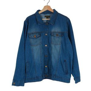 TAXI Women's Medium Wash 100% Cotton Denim Trucker Jacket 2X